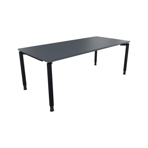 Schreibtisch all in one 2.000 x 680-820 x 900 mm (B x H x T) Vierfuß Rundrohr lavagrau