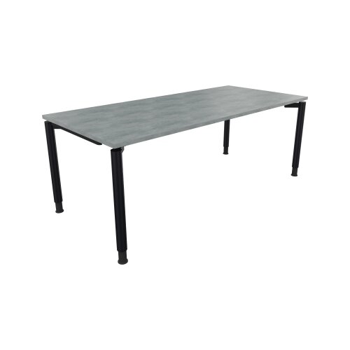 Schreibtisch all in one 2.000 x 680-820 x 900 mm (B x H x T) Vierfuß Rundrohr beton hell