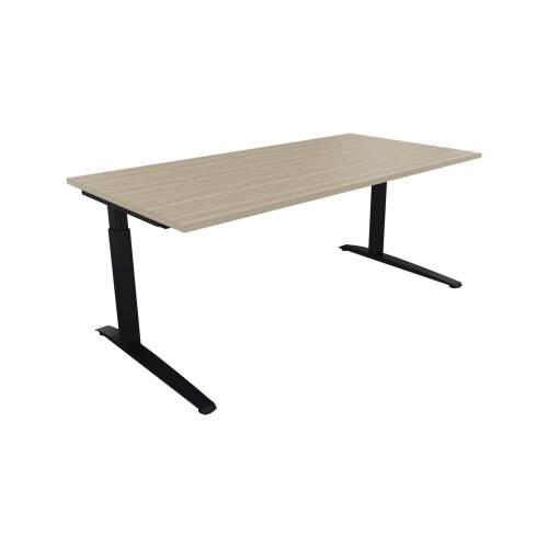 Schreibtisch all in one 1.800 x 650-850 x 900 mm (B x H x T) Flachkufe Quadratrohr eiche natur