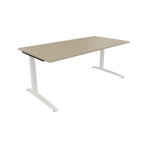 Schreibtisch all in one 1.800 x 650-850 x 900 mm (B x H x T) Flachkufe Quadratrohr eiche Natur