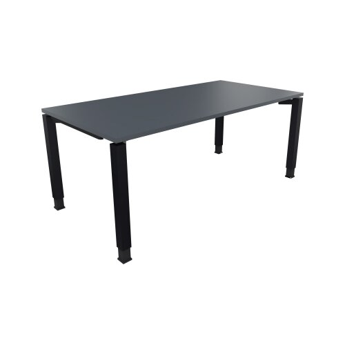 Schreibtisch all in one 1.800 x 680-820 x 900 mm (B x H x T) Vierfuß Quadratrohr lavagrau