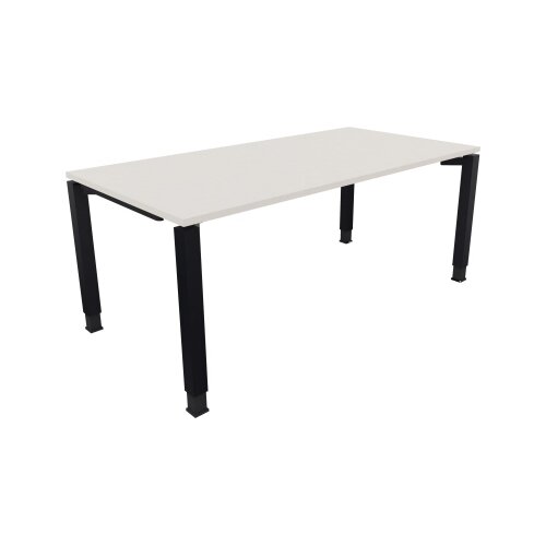 Schreibtisch all in one 1.800 x 680-820 x 900 mm (B x H x T) Vierfuß Quadratrohr diamantweiß