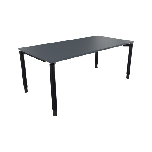 Schreibtisch all in one 1.800 x 680-820 x 900 mm (B x H x T) Vierfuß Rundrohr lavagrau