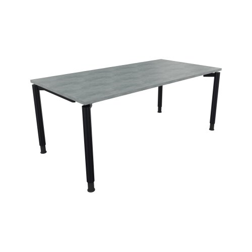 Schreibtisch all in one 1.800 x 680-820 x 900 mm (B x H x T) Vierfuß Rundrohr beton hell