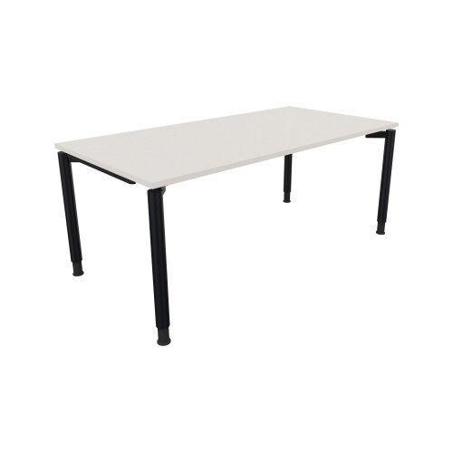 Schreibtisch all in one 1.800 x 680-820 x 900 mm (B x H x T) Vierfuß Rundrohr diamantweiß