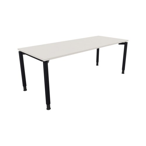 Schreibtisch all in one 2.000 x 680-820 x 800 mm (B x H x T) Vierfuß Rundrohr diamantweiß