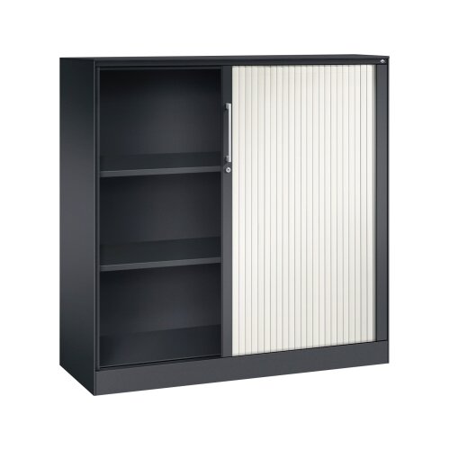 C+P Rollladenschrank Asisto 3 Ordnerhöhen 1.200 x 1.310 x 435 mm (B x H x T) schwarzgrau