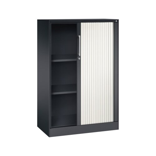 C+P Rollladenschrank Asisto 3 Ordnerhöhen 800 x 1.310 x 435 mm (B x H x T) schwarzgrau