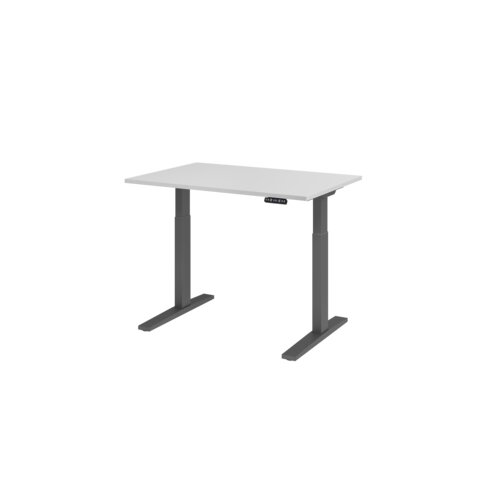 Hammerbacher Schreibtisch 1.200 x 700-1.200 x 800 mm (B x H x T) grau