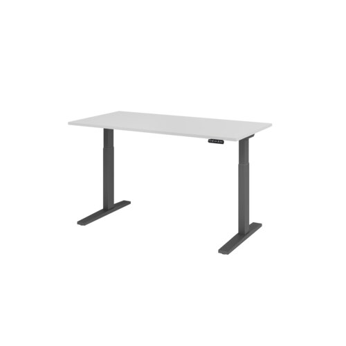 Hammerbacher Schreibtisch 1.600 x 700-1.200 x 800 mm (B x H x T) grau