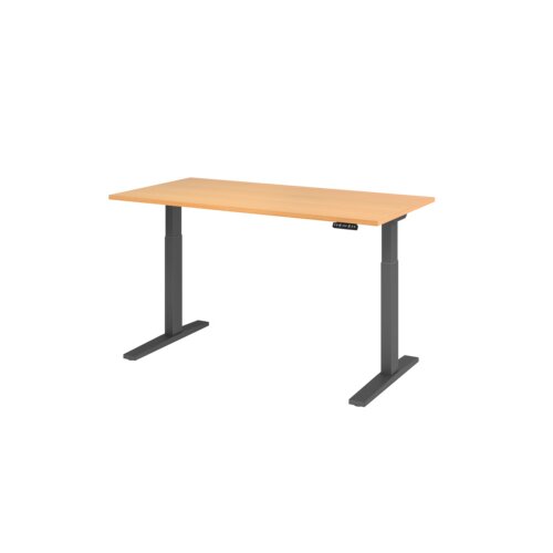 Hammerbacher Schreibtisch 1.600 x 700-1.200 x 800 mm (B x H x T) buche