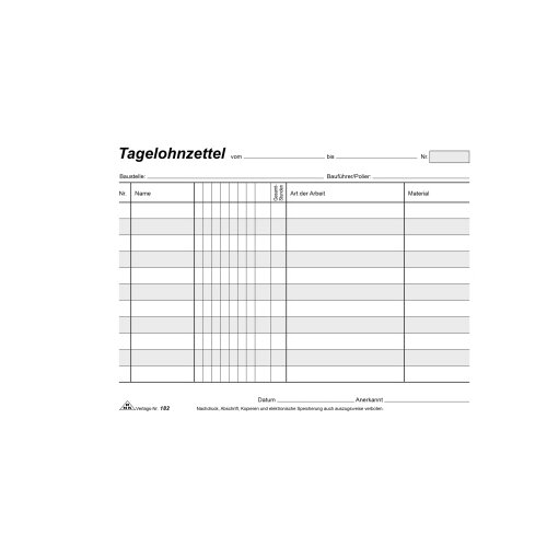RNK Verlag Lohnarbeitsnachweis