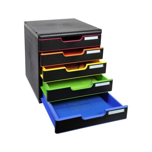 Exacompta Schubladenbox MODULO Black Office 5 Schubladen geschlossen DIN A4+ schwarz