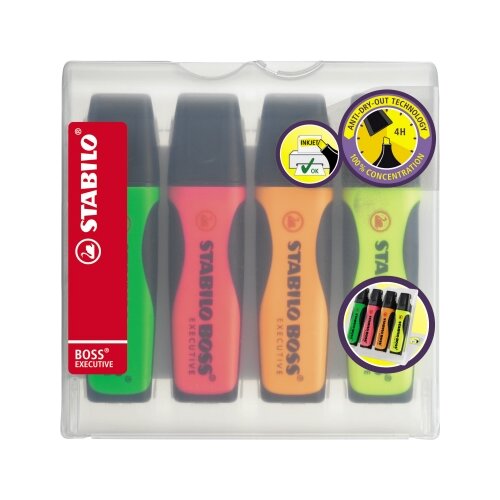 STABILO® Textmarker BOSS® EXECUTIVE inkl. Aufstellbox 4 St./Pack.
