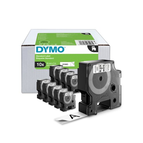 DYMO® Schriftbandkassette D1 19 mm x 7 m (B x L) weiß 10 St./Pack.
