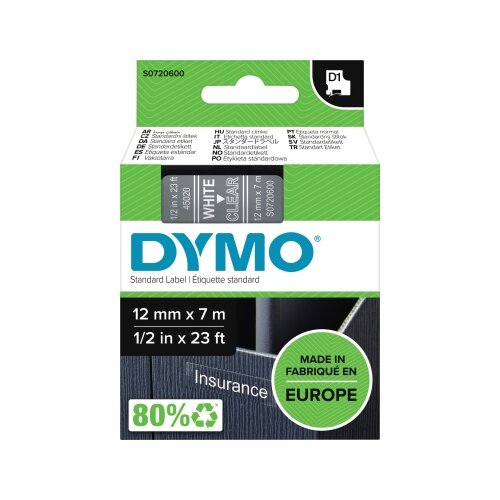 DYMO® Schriftbandkassette D1 12 mm x 7 m (B x L) transparent
