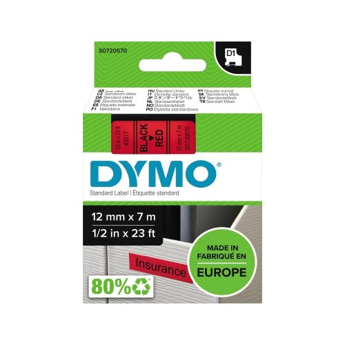 DYMO® Schriftbandkassette D1 12 mm x 7 m (B x L) rot