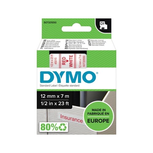 DYMO® Schriftbandkassette D1 12 mm x 7 m (B x L) weiß