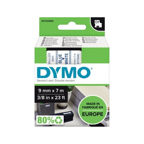 DYMO® Schriftbandkassette D1 9 mm x 7 m (B x L) weiß