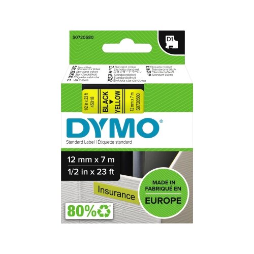DYMO® Schriftbandkassette D1 12 mm x 7 m (B x L) gelb