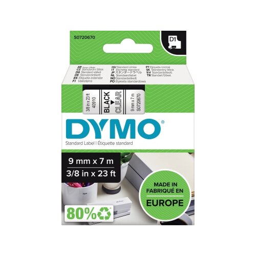 DYMO® Schriftbandkassette D1 9 mm x 7 m (B x L) transparent