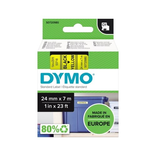 DYMO® Schriftbandkassette D1 24 mm x 7 m (B x L) Kunststoff, 100 % recycelt gelb