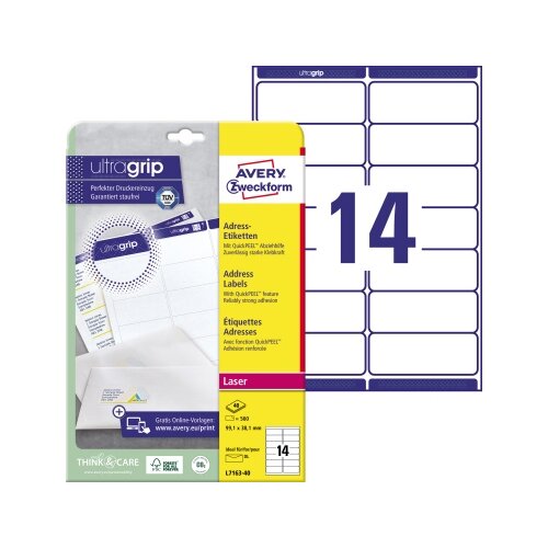 Avery Zweckform Adressetikett ultragrip 99,1 x 38,1 mm (B x H)