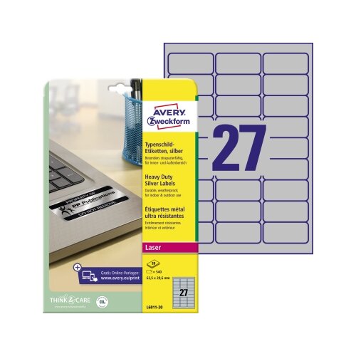 Avery Zweckform Typenschildetikett 63,5 x 29,6 mm (B x H)