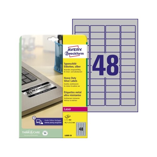 Avery Zweckform Typenschildetikett 45,7 x 21,2 mm (B x H)