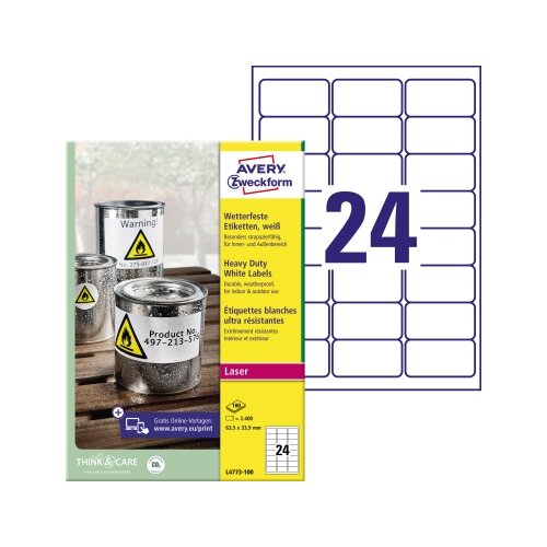 Avery Zweckform Folienetikett 63,5 x 33,9 mm (B x H)
