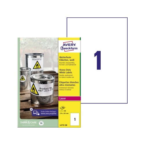 Avery Zweckform Folienetikett 210 x 297 mm (B x H)
