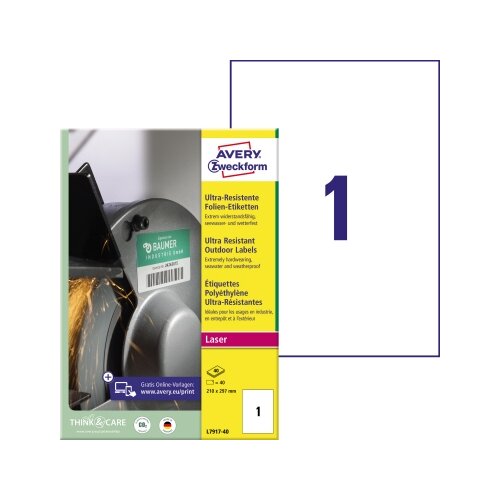 Avery Zweckform Folienetikett 210 x 297 mm (B x H)