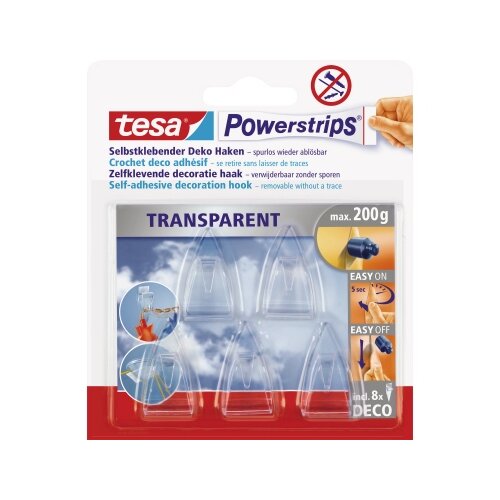 tesa® Haken Powerstrips® transparent Deco