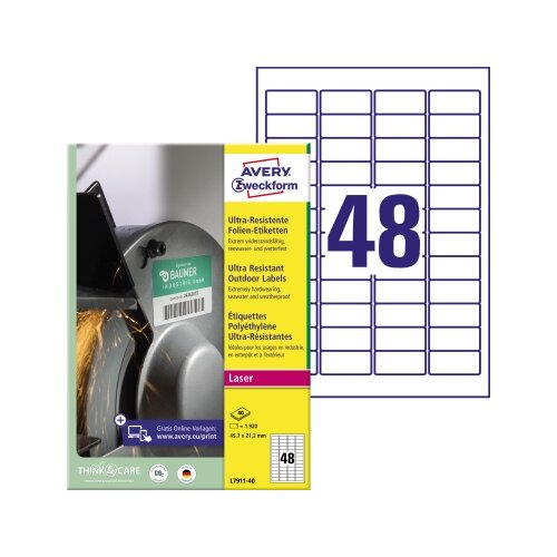 Avery Zweckform Folienetikett 45,7 x 21,2 mm (B x H)