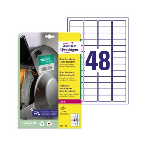 Avery Zweckform Folienetikett 45,7 x 21,2 mm (B x H)