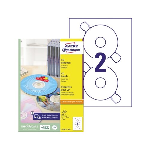 Avery Zweckform CD/DVD Etikett 117 mm 100 Bl./Pack.
