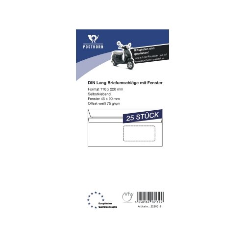 POSTHORN Briefumschläge DIN lang 25 St./Pack.