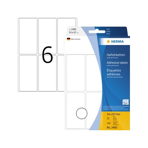 HERMA Universaletikett 34 x 67 mm (B x H)