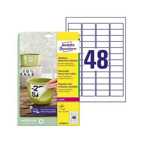 Avery Zweckform Folienetikett 45,7 x 21,2 mm (B x H)