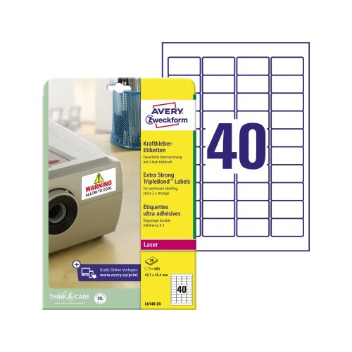 Avery Zweckform Folienetikett 45,7 x 25,4 mm (B x H)
