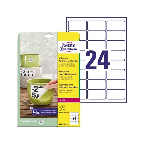 Avery Zweckform Folienetikett 63,5 x 33,9 mm (B x H)
