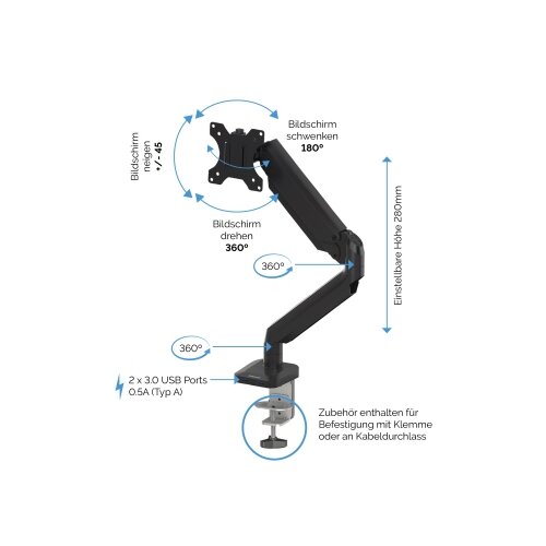 Fellowes® Monitorschwenkarm Platinum Series 1 Arm