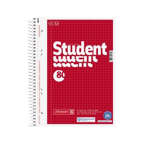 BRUNNEN Collegeblock Student Recycling DIN A5 kariert