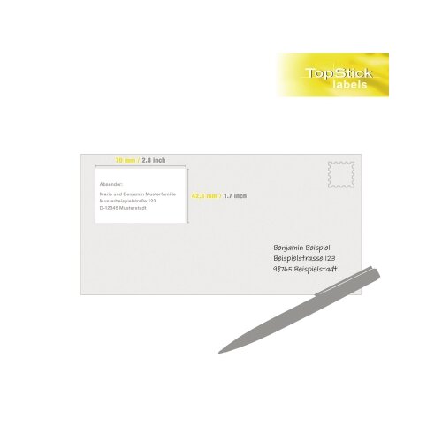 Universaletikett TopStick 70 x 42,3 mm (B x H), without brand