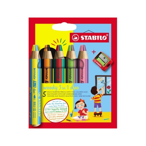 STABILO® Buntstift woody 3 in 1 duo inkl. Spitzer 5 St./Pack.