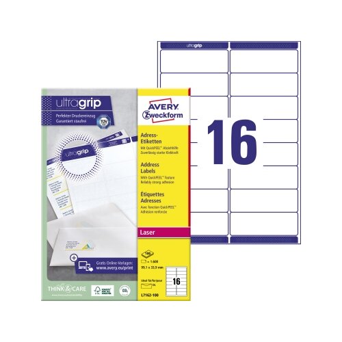 Avery Zweckform Adressetikett ultragrip 99,1 x 33,9 mm (B x H)