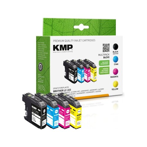 KMP Tintenpatrone Kompatibel mit Brother LC-223 schwarz, cyan, magenta, gelb