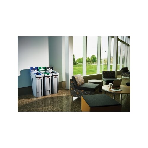 Rubbermaid Abfallsammelsystem SLIM JIM® RECYCLING 3 Sortierfächer schwarz, blau, grün