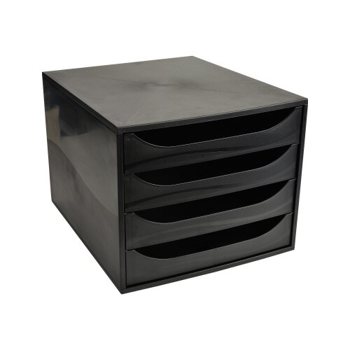 Exacompta Schubladenbox ECOBOX ECOBlack 4 Schubladen
