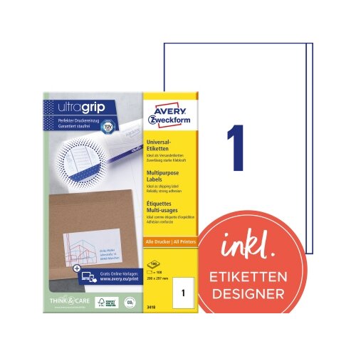 Avery Zweckform Universaletikett ultragrip 200 x 297 mm (B x H)